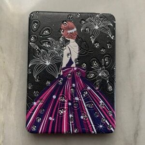 1958 Elegant Black and Pink Fashion Embellished Pocket Mirror